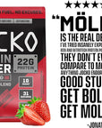Jocko Mölk Whey Protein Powder 22g Sugar Free Monk Fruit Blend - Muscle Recovery & Growth, Packaging May Vary (31 Servings, Strawberry Milkshake)