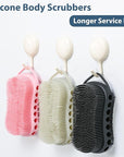 MtBoi Double-Sided Exfoliating Silicone Body Scrubber, 2-in-1 Bath Scrubber, Shampoo Brush, Silicone Loofah for All Skin Types, Shower Body Scrubber, Easy to Clean, Lather Well (Pink)