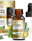 GuruNanda Rosemary Mint for Hair Growth with Keratin & Vitamin E Oil - Encourages Scalp, Shine & Hair Strengthening- 100% Natural, Cruelty-Free, 2oz