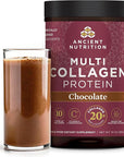Ancient Nutrition Collagen Peptides Powder, Multi Collagen Protein, Women & Men, Vitamin C, Probiotics, Hydrolyzed Collagen, Supports Skin, Joints, Gut Health, Chocolate, 24 Servings