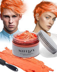 4.23 oz Temporary Orange Hair Spray Color Wax with Dye Brush, Instant Natural Hairstyle Cream, Disposable Coloring Mud for Women Men Youth, Washable Styling Pomades, Party Cosplay DIY Halloween