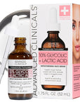 Advanced Clinicals Exfoliating 10% Glycolic Acid Serum For Face + Lactic Acid | Facial Exfoliant AHA + Salicylic Acid Serum To Improve Look Of Large Pores, Uneven Skin Tone, & Dark Spots, 1.75 FL Oz