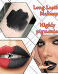 Black Velvet Matte Liquid Lipstick and Lip Liner Set - Smudge-proof, Long-lasting, Waterproof Black Lip Gloss Stain and Liner Pencil for Goth Halloween Cosplay Makeup