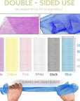 UJFQBH 6 Pieces African Bath Sponge African Net Long Net Bath Sponge Exfoliating Shower Body Scrubber Back Scrubber Skin Smoother,Great for Daily Use (Pink, Yellow, Purple, Blue, Black, Off-White)