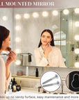 ROLOVE 32"x24" Hollywood Vanity Mirror with Lights, 18 Dimmable LED Bulbs, 3 Color Modes, 10X Magnification, USB Charging Port, Tabletop or Wall-Mounted