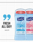 Suave Deodorant Women, Antiperspirant, Powder and Fresh Bundle, 48-Hour Odor & Wetness Protection, with Essential Oils, anti-staining, no baking soda Bundle 4 x 2.6 oz
