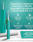 GuruNanda Lion & Lamb Kit 2.0, Electric Toothbrush with Water Flosser Combo, 4 Jet Tips, 4 Brush Heads, & IPX7 Waterproof Design for Complete Oral Care, Teal