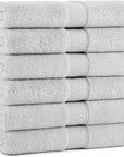 Aston & Arden Egyptian Hand Towels - Pack of 6 - Oversized Ultra Soft Thick & Absorbent, 100% Ringspun Egyptian Cotton Bathroom Towel for Spa, Hotel, 600 GSM, 16 x 30 in, Light Grey