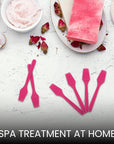 PANA 100pcs Brand Cosmetic Make Up Disposable Plastic 2.5" Spatulas Skin Care Facial Cream Mask Spatula (100 Pieces in a Container) (PINK)