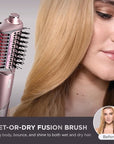 Shark FlexFusion Hair Straightener & Powerful Hair Dryer with Diffuser, Fusion Hair Brush, Ceramic Air Styler with Auto-Wrap Hair Curlers, Ceramic Plates, Cosmic Blush HD642S