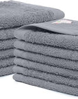100% Cotton Washcloths Set 13” x 13” | Dark Grey Towels | Set of 18 Ultra Soft and Highly Absorbent Washcloths Sets for Bathroom, Gym, Spa | Machine Washable Face Towel