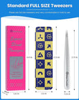 Expert Slant Tip Tweezers with Leather Case, GlamTweeler Sharp & Precision Stainless Steel Tweezer for Eyebrows, Facial Hair and Fine Hairs Removal (Sparkle Silver)