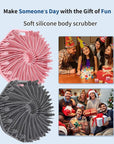 2Pcs Silicone Body Scrubber,Exfoliating Body Scrubbers for use in Shower,Silicone Body Brush for Showering and Anti-Slippery Handles for All Skin Types,Eco Friendly Shower Scrubber for Body (Black)