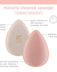 Real Techniques Miracle Cleansing Sponge, Skincare Facial Cleansing Tool with Probiotics, Exfoliate & Deep Cleans Pores, Dual Sided, Gentle on Skin, Cruelty Free, 1 Count
