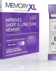 MemoryXL, Magnesium L-Threonate: Brain Supplement for Memory & Focus; Magtein®, Phosphatidylserine, Vitamin Mix. Improves Memory Focus Attention Learning & Logic. 0 Sugar, 0 cal, 30pk Unflavored