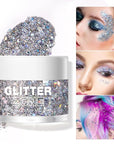 LANGMANNI Holographic Body Glitter Gel for Body, Face, Hair and Lip.Color Changing Glitter Gel Under Light. Vegan & Cruelty Free-1.35 oz (5# Silver Fantasy)
