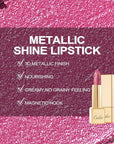 Oulac Pink Lipstick for Women with Metallic 3D Shine Lightweight Hydrating Formula, High Impact Lip Color, Vegan Beauty, Full Coverage Lip Makeup, Christmas Gifts for Women, Hip & Hippie(11)