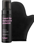 b.tan Dark Self Tanner Kit | Get The Darkest Tan Possible Bundle - Best Dark Self Tanning Mousse w Mitt Applicator, 1 Hour Sunless Tanner, Fast Bronzing Glow, No Fake Tan Smell, Vegan, 6.7 Fl Oz