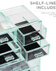 Sorbus Acrylic Makeup Organizer Set, 7-Drawer Vanity & Countertop Cosmetic Storage with Small & Wide Compartments, Teal Thrill Makeup Storage for Brushes, Jewelry – Holiday Gift for Women & Teens