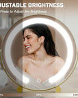 ROLOVE Gold Vanity Mirror, 12 Inch Makeup Mirror with Lights, Large Lighted Vanity Mirror, Light Up Mirror with Smart Touch 3 Colors Dimmable, Tabletop, 360° Rotation