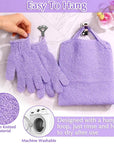 Anezus Exfoliating Back Scrubber Bath Gloves Set, Exfoliating Shower Towel with Shower Gloves for Body Scrub, Back Cleaner Wash Gloves to Remove Dead Skin (Purple)