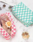 Pazimiik checkered makeup bag for