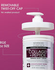 Advanced Clinicals Collagen Peptides Body Lotion & Face Moisturizer | Peptide Infused Collagen Lotion For Women & Men Helps Improve Look Of Crepey Skin, Wrinkles, & Uneven Dry Skin Texture, 16 Ounce