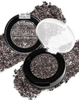 Black Glitter Eyeshadow - Highly Pigmented Iridescent Glitter Eye Black Shadow for Sensitive Eyes, Soft Fine Sparkly Smokey Eyeshadow, Long Lasting Multichrome Diamond Shimmer Eye Shadow, Talc Free