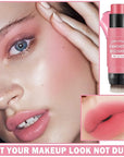 Cream Blush Stick with Brush,Waterproof Blush Makeup,Long Lasting Cherry Pink