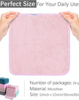 Cosy Family 24 Pack Soft Washcloths Set - 12 x 12 inches, Quick Drying - Highly Absorbent Coral Velvet Fingertip Towel Bathroom Wash Clothes for Bath, Spa, Facial, Kitchen - Light Color