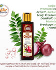 Red Onion Hair Growth Oil - Anti Hair Fall Enriched with 29+ Natural Herbs, Extracts & Oils Including Argan, Jojoba, Rosemary & Black Seed - 200ml