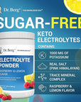 Dr. Berg Zero Sugar Hydration Keto Electrolyte Powder - Enhanced w/ 1000 mg of Potassium & Real Pink Himalayan Salt (NOT Table Salt) - Raspberry & Lemon Flavor Hydration Drink Supplement, 100 Servings