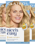 Clairol Nice'n Easy Permanent Hair Dye, 10A Extra Light Cool Blonde Hair Color, Pack of 3 - Packaging May Vary
