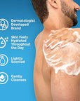 Lubriderm Daily Moisture Body + Face Wash, Hydrating Body Wash + Moisturizing Facial Cleanser with Pro-Ceramide & Shea Butter to Gently Cleanse, Light Fragrance & Hypoallergenic, 16 fl. oz