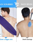 Evridwear Exfoliating Back Scrubber with Handles Two Sides for Body Shower Deep Cleans Skin Massages Invigorating Blood Circulation Men Women One Size (Purple)