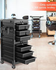 TASALON Professional Salon Trolley Cart, 6 Drawers with Dividers, Lockable Storage,Versatile Salon Cart for Hair Stylist, Hair Tool Holders, Black