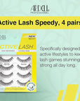 Ardell Active Lash - Speedy, False Eyelashes, Water-Resistant, Lightweight, Strip Lashes, 4 Pairs, 1-Pack
