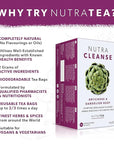 Nutra Tea NUTRACLEANSE - Detox Tea | Colon Cleanse Tea | Constipation Tea - Full Body Detox Cleanse – Includes Dandelion Root and Burdock Root - 40 Enveloped Tea Bags Herbal Tea - (2 Pack)
