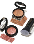 Blush-n-Glow Kit (3 PC): LAURA GELLER NEW YORK Baked Balance-N-Glow Illuminating CC Powder Foundation Sand, Retractable Kabuki Brush, Baked Blush-N-Brighten Pink Grapefruit