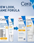 CeraVe Ultra-Light Moisturizing Lotion With SPF 30| Daily Face Moisturizer with SPF | Formulated with Hyaluronic Acid & Ceramides | Broad Spectrum SPF | Oil Free | Matte Finish | 1.7 Ounce