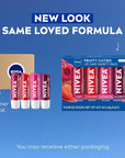 NIVEA Lip Care, Fruity Tinted Lip Balm Variety Pack, Cherry, Strawberry, Blackberry and Watermelon Flavors, 3-in-1 Moisture, Repair and Color, 0.17 Oz Stick, Pack of 4