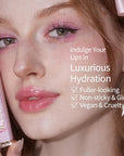 Flower Knows Violet Strawberry Rococo Glowy Lip Gloss,Moisturizing Shimmery Lip Oil,Hydrating Lip Plumper Makeup for Girls&Women,Vegan & Cruelty-Free,0.12 Fl Oz,1 Count(G01 Strawberry Macaron)