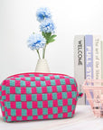 Pazimiik checkered makeup bag for