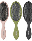 Conair Detangling Hair Brush 3PK - For wet and dry hair - curly hair brush - hair brushes for women - detangler brush - hair brushes for women - Evergreen, Blush Pink, Black Assorted