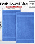 Infinitee Xclusives Luxury 100% Ring-Spun Cotton Bath Towels Set of 4 (27x54 inches) – Soft, Absorbent & Quick-Drying Towels for Bathroom, Gym, Spa & Hotel Use (Eloquent Blue, Bath Towels)