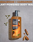 DOVE MEN + CARE Body Wash Sandalwood + Cardamom Oil to Rebuild Skin in the Shower with Plant-Based Cleansers and Moisturizers 26 oz
