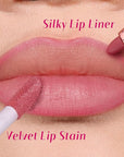 2 PCS Lip Liner and Lip Stain Combo Set, High Pigmented Long Lasting Velvet Lip Tint, Well-Defined Lipliner, Weightless Waterproof Not Animal Tested, Matte Finish Makeup