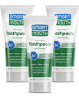 SmartMouth Premium Zinc Ion Toothpaste, Cavity, Enamel, and Plaque Help, Mild Mint, 3.4 oz, 3 Pack
