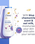 Dove Body Wash Anti-Stress Blue Chamomile & Oat Milk 4 Count for Renewed, Healthy-Looking Skin Moisturizing Gentle Skin Cleanser with 24hr Renewing MicroMoisture 20 oz
