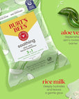Burt's Bees Stocking Stuffers, Aloe Vera Face Wipes, for Sensitive Skin, Soothing Makeup Remover & Facial Cleansing Towelettes Christmas Gifts, 30 Ct. (3-Pack)